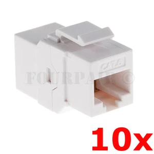 10 Pack - CAT6 Inline Coupler Keystone RJ45 Female Snap-In Jack Insert - White - Picture 1 of 1