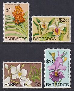 BARBADOS 1974 Orchids Top Values SG 497-500 MH/* (CV £17)