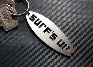 SURF'S UP Surf Board Surfing Surfer Ride Waves Keyring Keychain Key Fob - Picture 1 of 1