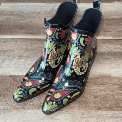 Madeline Mujer Punta Paisley Tacón Tobillo Botas de Lluvia Multicolor Talla 9M Foto 1 de 4