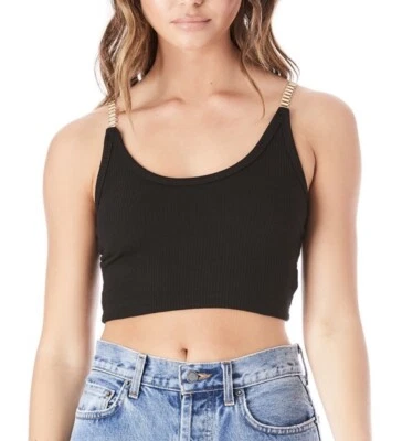 EMMA & SAM Chain Strap Tank Top BLACK MED NEW - Image 1 of 4