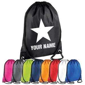 Star Drawstring Bag Personalised Printed Gym Bag Text School PE - Picture 1 of 10