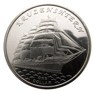 GILBERT ISLANDS KIRIBATI 1 DOLLAR 2018 SAILING SHIP KRUZENSHTER VESSEL UNC 35 mm - Picture 1 of 2