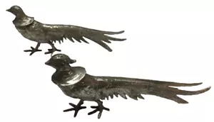 PAIR of Metal PHEASANTS Decor FIGURINES Metal Art MALE & FEMALE Pheasants - Picture 1 of 16