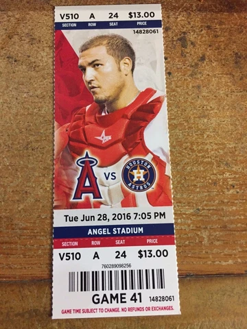 2016 LOS ANGELES ANGELS VS HOUSTON ASTROS TICKET STUB 6/28 CARLOS CORREA HR #35 Cover