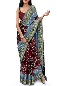 Women's Zari Weaving Heavy Jacquard Border pure Art Silk Saree With Blouse Piece - Picture 1 of 4