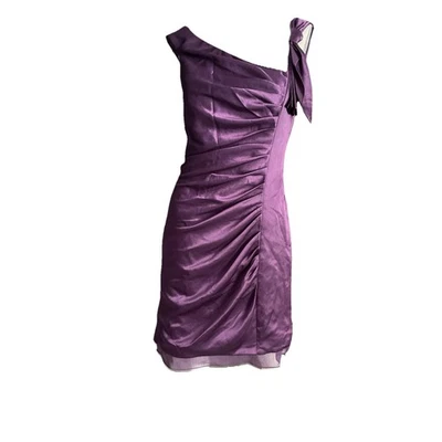 Vestido Vaino BLANCO Por VERA WANG Púrpura Cóctel Dama de honor Lazo Acanalado Cremallera Talla 10 Foto 1 de 4