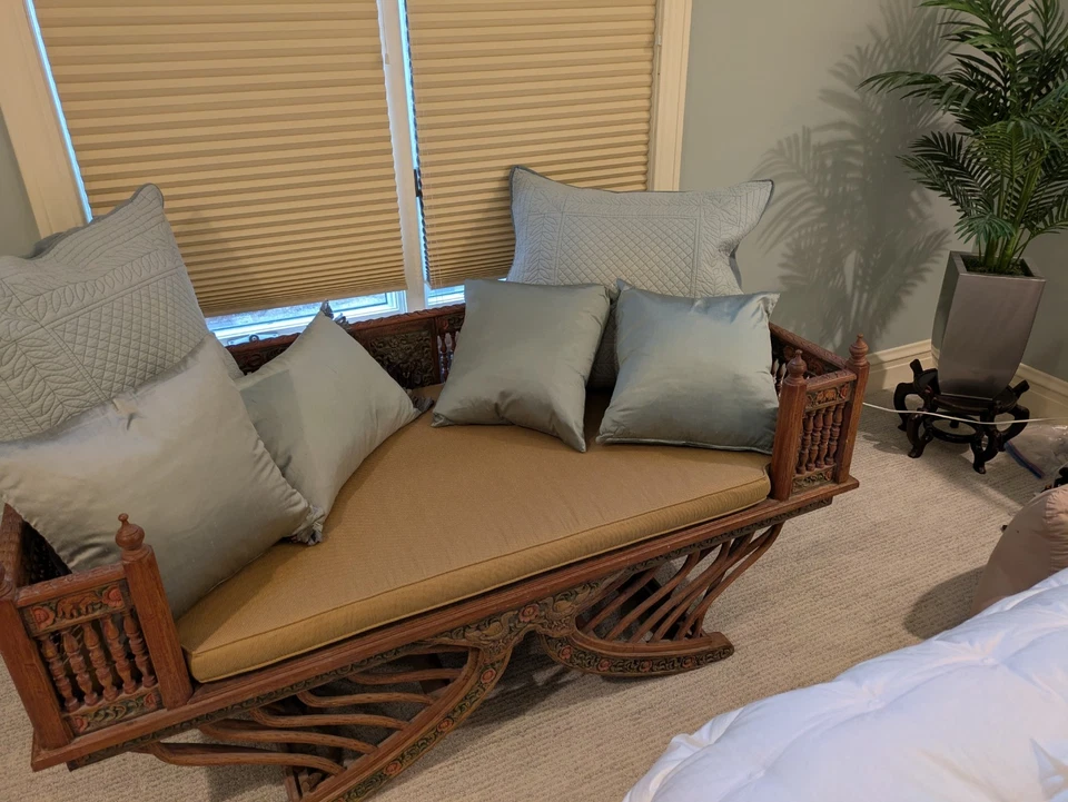 Cadeira de elefante tailandesa antiga de teca - comprada em Bangkok - em ótimo estado. - Imagem 1 de 4