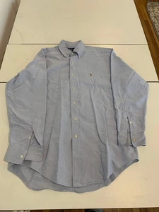 Polo Ralph Lauren Shirt Medium Blue Oxford Yarmouth 15.5 33 Long Sleeve Preppy - Picture 1 of 5