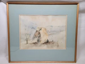 Original Watercolour Signed H Nash Vine Pruner Portugal Vintage Framed Rare Prop - Picture 1 of 15