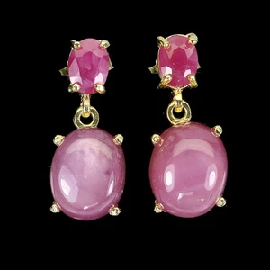 925 Sterling Silver Earrings Oval Ruby 12x9mm Natural Gemstone Jewelry - Picture 1 of 14
