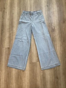 Happily Grey Wide Leg Denim Pants Size S 100% Cotton Light Wash Jeans Casual - Picture 1 of 14