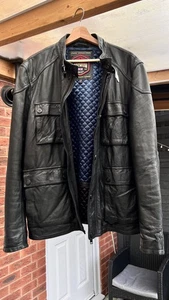 Superdry Premium Leather Rotor Mens jacket size 2XL black RRP£200 - Picture 1 of 22