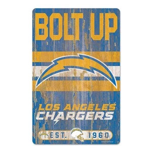 Los Angeles Chargers Sign 11x17 Wood Slogan Design - Picture 1 of 1