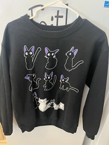 Cat Sweatshirt Black Kiti’s USA Size S Black - Picture 1 of 8