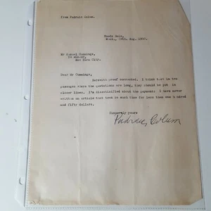 Padraic Colum 1950 Signed Letter To Tomorrow Magazine Irish Poet - Picture 1 of 7