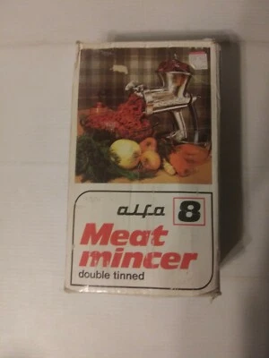 Picadora de carne doble estañado Alfa 8 embutidora de salchichas juego de lujo manual de colección  Foto 1 de 4