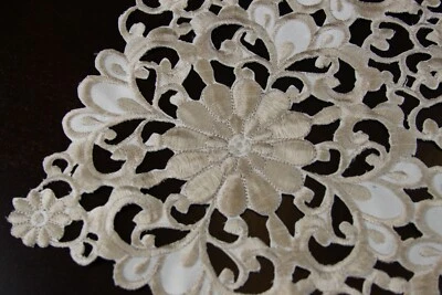 Embroidered Lace Cutwork Placemat Runner White Wedding Passover Dining Party - Image 1 of 4