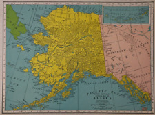 Old Vintage 1944 Rand McNally Atlas Map ~ ALASKA / ALASKAN TERRITORY ~ Free S&H