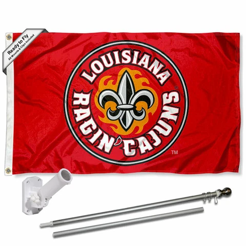 Louisiana Lafayette Ragin Cajuns Fleur Flag Pole and Bracket Gift Set Package Cover