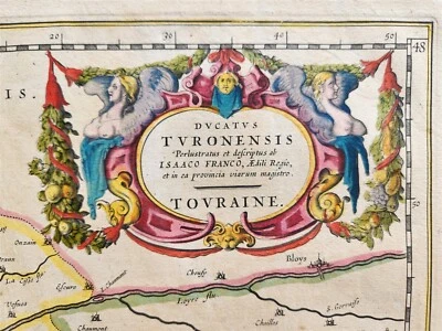 MAPA 1640 de FRANCIA TOURAINE por WILLEM BLAEU antiguo AUTÉNTICO coloreado a mano Foto 1 de 4