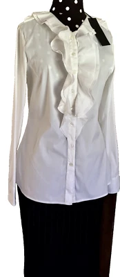 Walter Voulaz-Camisa Blanca Manga Larga Elástica Algodón Botón Frontal- 42-Italia-NUEVA CON ETIQUETAS Foto 1 de 4