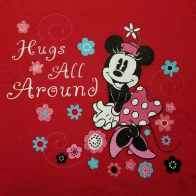 女孩 CREW TEE 衬衫尺寸 12 个月 HUGS 全部迪士尼米妮老鼠情人节 — 第 1/4 张图片