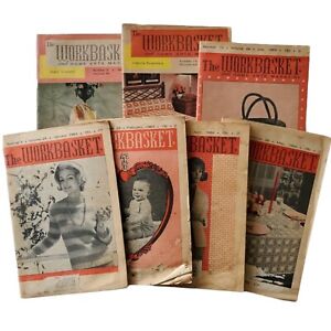 Vintage Lot of 7 The Workbasket And Home Arts Magazine 1964, handcrafts