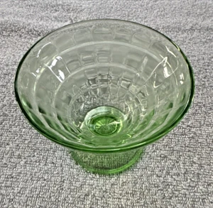 VINTAGE BLOCK OPTIC Anchor Hocking antique custard dessert dish GREEN 3.75” Wide - Picture 1 of 8