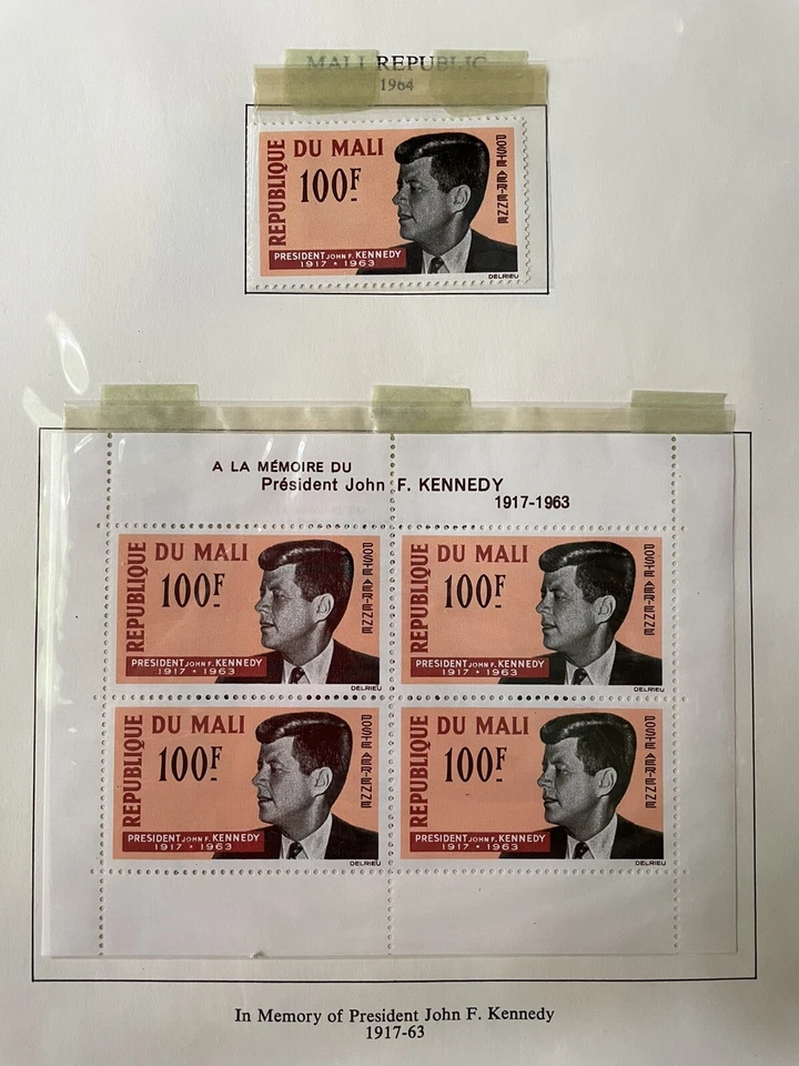 Hoja de estampillas Kennedy Malí 1964 y perf individual - edición conmemorativa del presidente Kennedy Foto 1 de 1