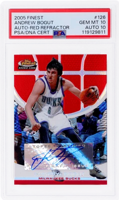 2005 Finest Andrew Bogut Red Refractor #126 /199 PSA 10/10 Rookie RC - Image 1 of 2