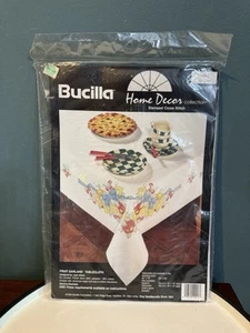 NOS Bucilla Fruit Garland Tablecloth 52”x70” Stamped Fabric Kit 40917, 1994 - Picture 1 of 5