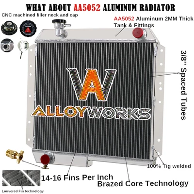 Fit 1974-1984 Toyota Land Cruiser BJ42 BJ60 BJ70 2.4L l4 3 Row Aluminum Radiator Foto 1 de 4