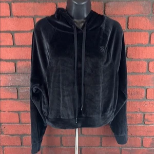 Felpa con cappuccio Victoria's Secret in velluto nero - Y2K, retrò revival - Foto 1 di 9
