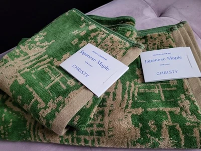 Christy JAPANESE TEMPLE ~ 2 x toallas de mano BNWT (juego de dos toallas de mano)  Foto 1 de 4