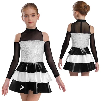 Niños Niñas Vestido Figura Patinaje sobre Hielo Ropa de Baile Competición Leotardo Rumba Rave Foto 1 de 4