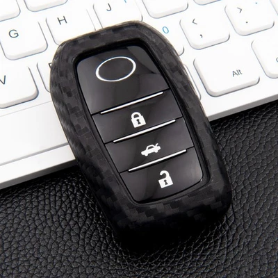 Silicone Carbon Fiber Car Smart Key Fob Case Cover For Toyota Tundra Venza Hilux - Image 1 of 4