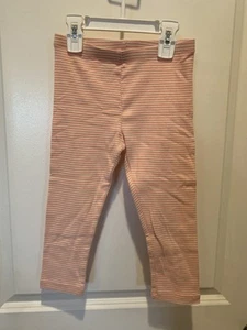 Tea Collection Striped Capri Leggings Girls SIZE 7 Peach White - Picture 1 of 4