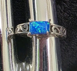 Eleganter Blue Fire Opal 925 Sterling Silber Gr. 5,5 Geschenkfertig #106 - Bild 1 von 9