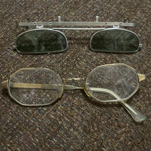 VTG Frames 1/20 12K GF USA Eyeglasses Missing Arm & Clipon Sunshade - Picture 1 of 11