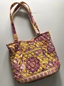 Vera Bradley Small Tote Bag Travel Work Purse Retired Bali Gold Pattern Floral  - Picture 1 of 8
