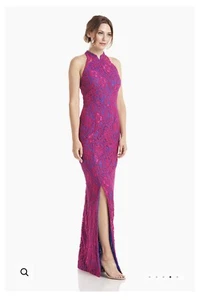 NWT GORGEOUS JS Collections Molly Collar Embroidered Gown Size 10 Vibrant Dress - Picture 1 of 12