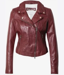 FREAKY NATION Damen Lederjacke Bali FN Bikerjacke weinrot bordeaux Gr M L XL XXL - Bild 1 von 3