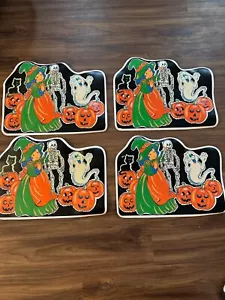 Juego de 4 manteles individuales vintage de Halloween bruja, fantasma que brillan en la oscuridad ropa de cama de sultanes - Imagen 1 de 7