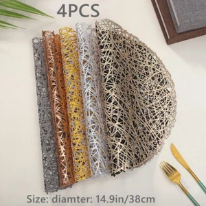 4X Round PVC Cup Mug Coaster Plate Pad Table Mat Placemat Restaurant Kitchen Set - Picture 1 of 13