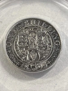 1895 Great Britain 1 Shilling Graded AU 50 Details Cleaned by ANACS Large Rose - Picture 1 of 4