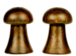 Salt & Pepper Shakers Teak Wood VTG Mushroom Shaped 2 1/2" Tall 60's Unused - Picture 1 of 3