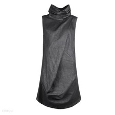 La Haine dentro de nós Preto Revestido Denim Capota Pescoço Sem Mangas Vestido Designer $451