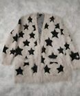 Topshop cream beige oversized relaxed cardigan black stars fluffy mohair style 8