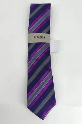 Kenneth Cole Reaction Neck Tie Purple Stripes Men NEW NWT N195 - Image 1 of 3